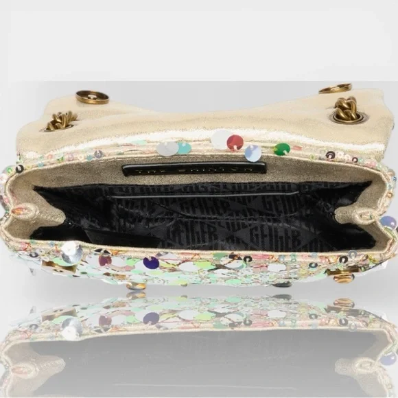 Kurt Geiger 🪢 Mini Brixton Sequin Shoulder Bag with Gold Chain - Picture 6 of 10